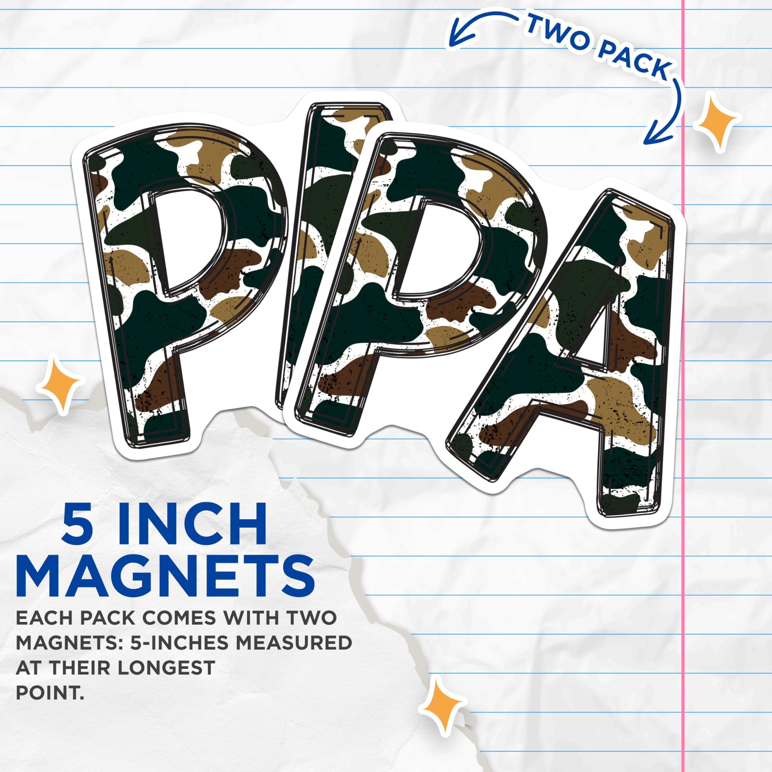 (2 Pack) Pennsylvania PA Magnets - Camouflage State Pride Decor - Distressed Military Style Lettering - 5 Inches On Longest Side - Thick Durable Magnet - Made in USA - MAG22008