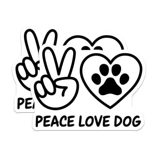 (2 Pack) Peace Love Dog Magnets - Dog Lover Car Accessories - Cute Dog Paw Fridge Decor - 5" On Longest Side - for Cars, Fridges, Toolboxes - Made in USA - MAG6616