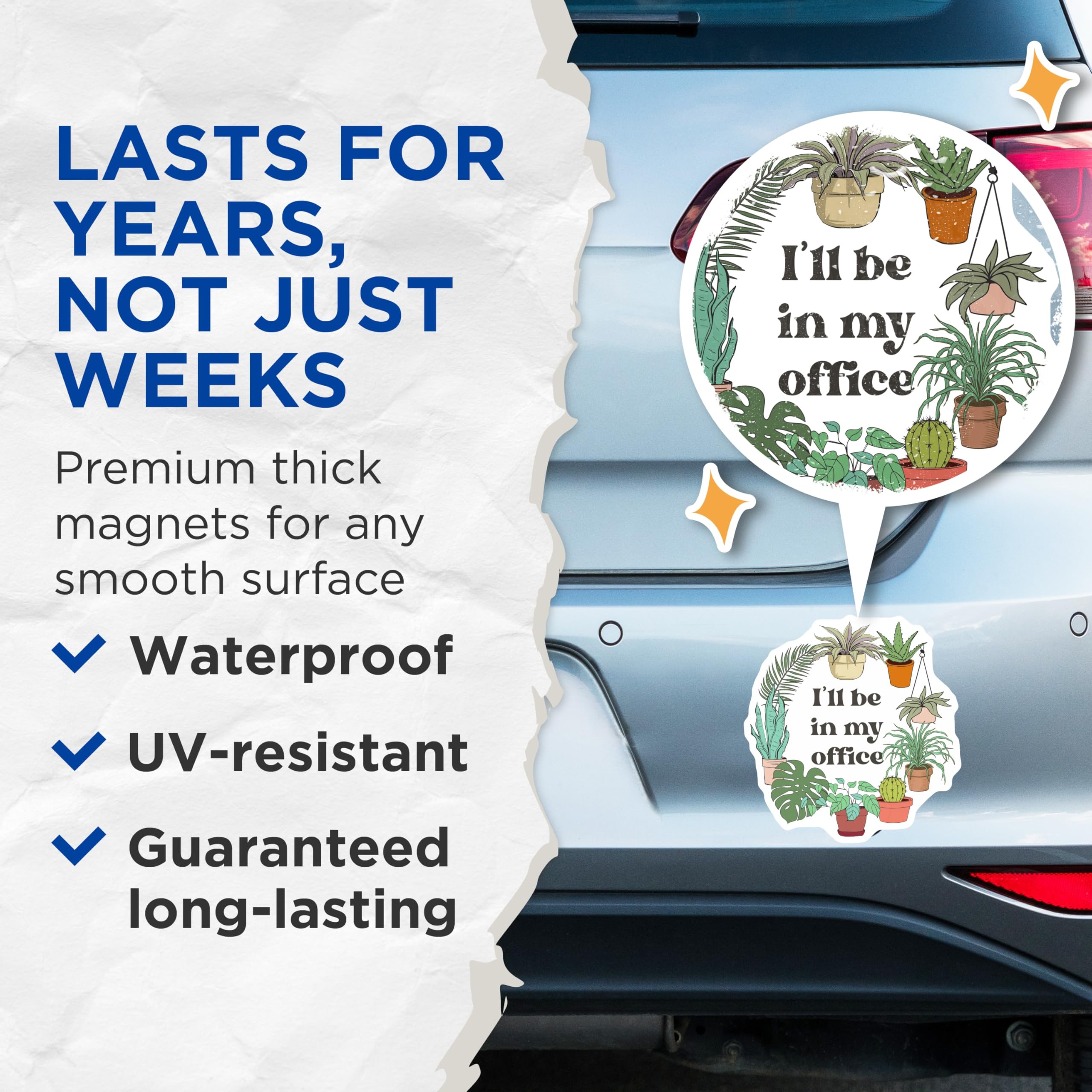 (2 Pack) Plant Office Magnets - Home Office Decor - Botanical Illustration Magnet - 5" On Longest Side - Premium Magnet - for Cars, Refrigerators, Toolboxes, Lockers - Made in USA - MAG17706