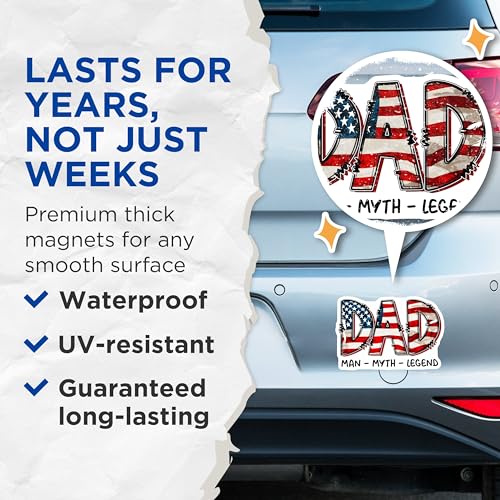 (2 Pack) Dad Fixer of All Things Magnets - Funny Dad Mem - Father's Day Decor for Dad from Kids - 5" On Longest Side - for Cars, Fridges, Toolboxes - Made in USA - MAG7496
