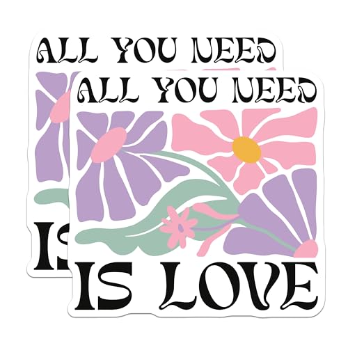 (2 Pack) All You Need is Love Magnets - Floral Design - Inspirational Quote - Cute Floral Magnets - Home Office - 5" On Longest Side - for Cars, Fridges, Toolboxes - Made in USA - MAG3833