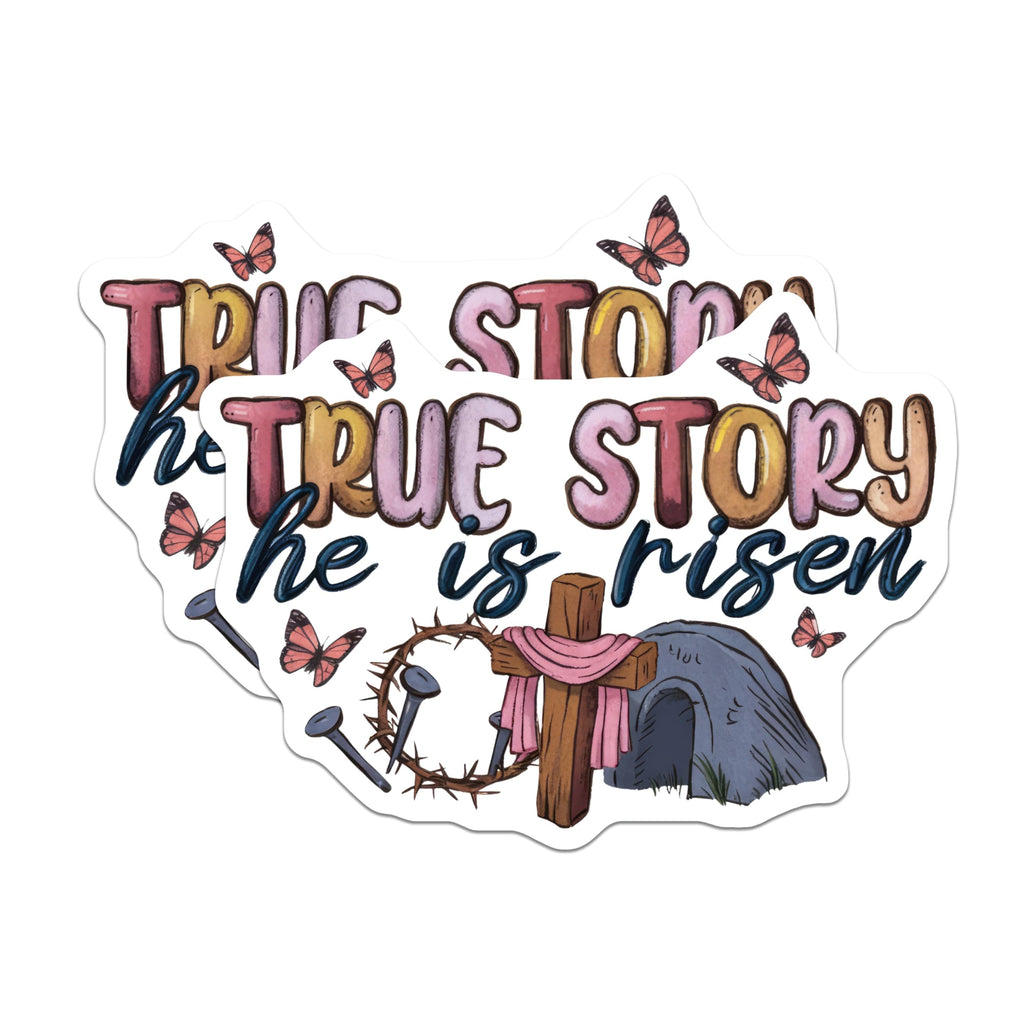 (2 Pack) True Story He is Risen Magnets - Christian Easter Decor - Religious Faith Refrigerator - 5 Inches On Longest Side - Thick Durable Magnet - Made in USA - MAG26591