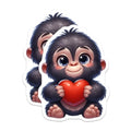 (2 Pack) Cute Baby Gorilla Stickers - Animal Lover Decals - Kawaii Gorilla with Heart Stickers - 5" On Longest Side - Sticks to Smooth Flat Surfaces - Made in USA - BMCS3636