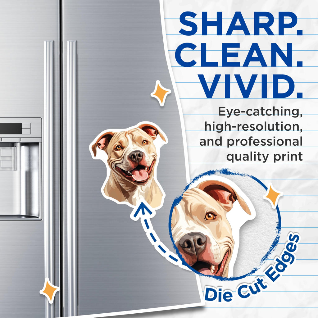 (2 Pack) Happy Pitbull Magnets - Dog Mom Accessory - Pet Lover Decor - Fridge Locker Art - 5 Inches On Longest Side - Thick Durable Magnet - Made in USA - MAG30145