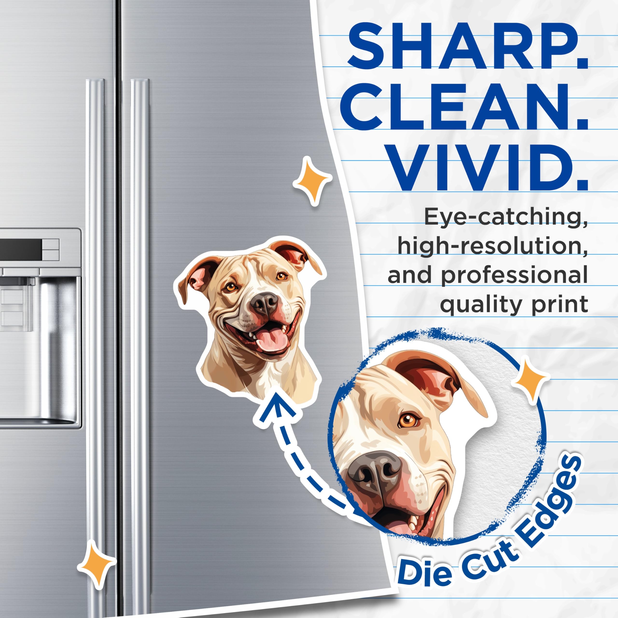 (2 Pack) Happy Pitbull Magnets - Dog Mom Accessory - Pet Lover Decor - Fridge Locker Art - 5 Inches On Longest Side - Thick Durable Magnet - Made in USA - MAG30145