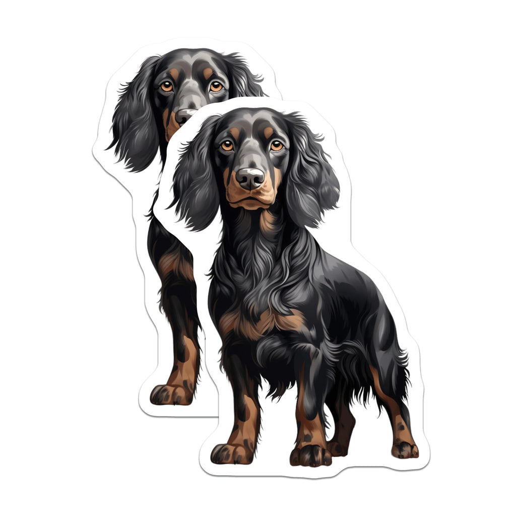 (2 Pack) Black Tan Long Haired Dachshund Magnets - Detailed Dog Art - Pet Lover Fridge Decor - 5 Inches On Longest Side - Thick Durable Magnet - Made in USA - MAG26636