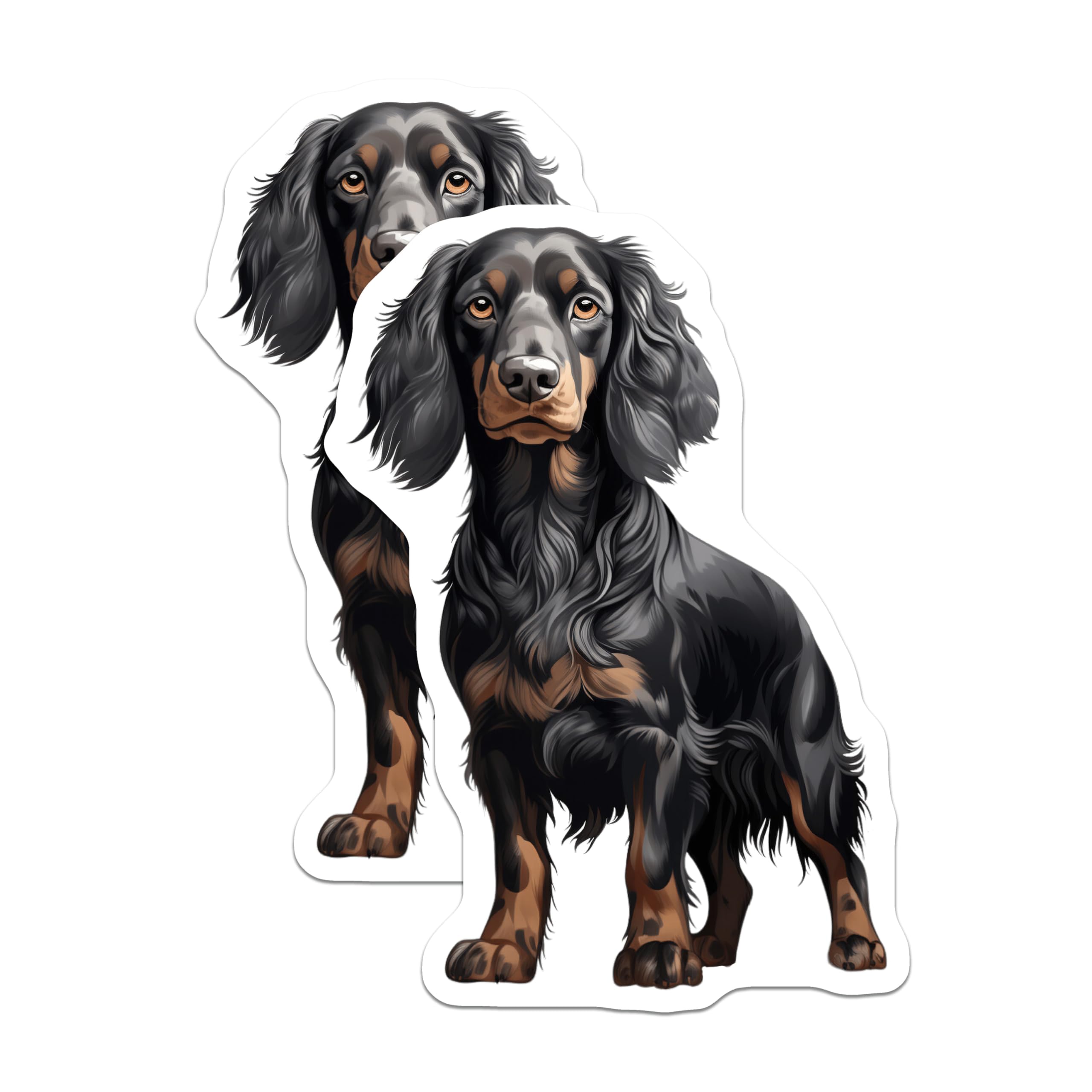(2 Pack) Black Tan Long Haired Dachshund Magnets - Detailed Dog Art - Pet Lover Fridge Decor - 5 Inches On Longest Side - Thick Durable Magnet - Made in USA - MAG26636