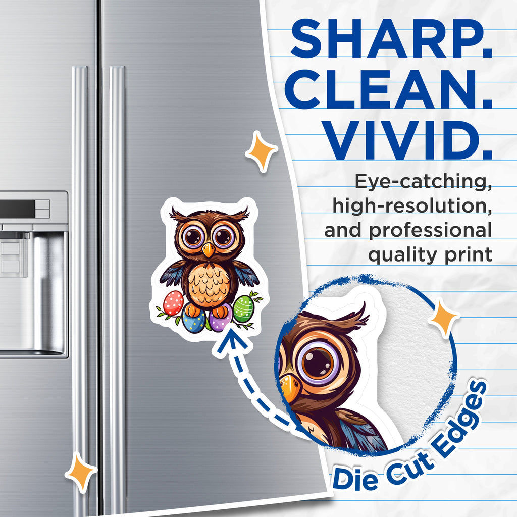 (2 Pack) Easter Owl Magnets - Spring Animal Fridge Decor - Whimsical Kitchen Locker Magnet - 5 Inches On Longest Side - Thick Durable Magnet - Made in USA - MAG37558