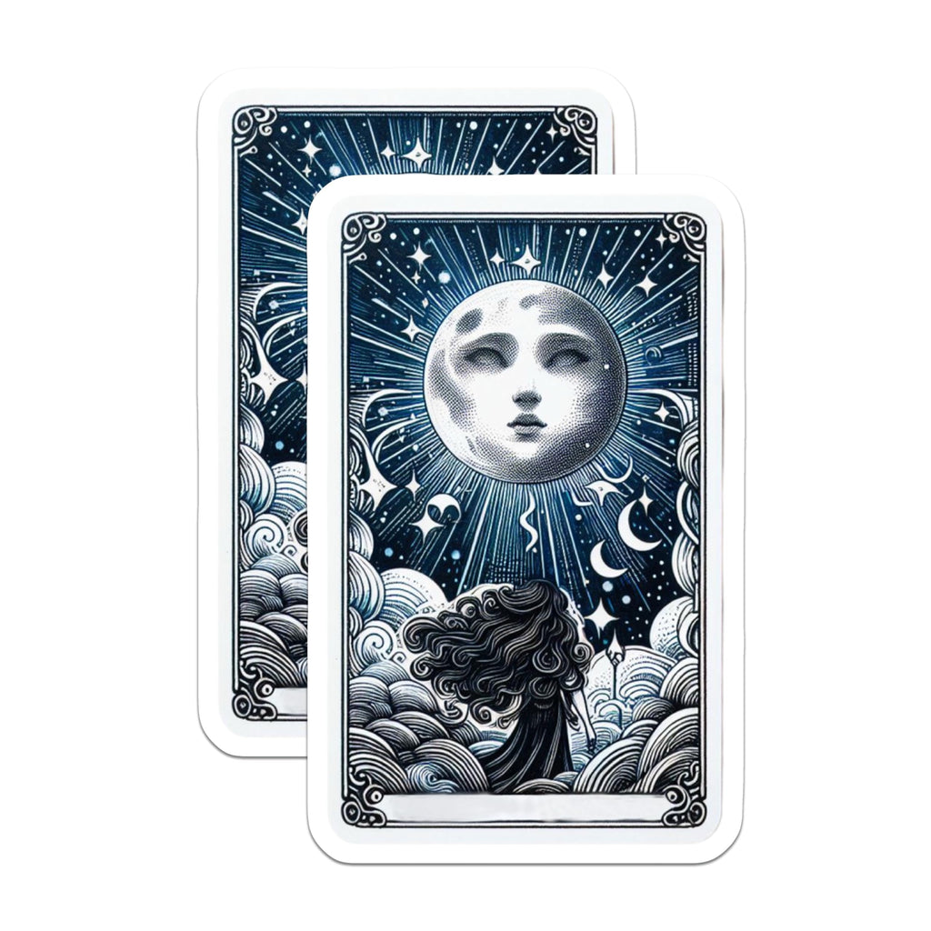 (2 Pack) Moon Face Celestial Stargazer Art Magnets - Mystical Lunar Night Sky Decor - Witchy Aesthetic Fridge Kitchen - 5 Inches On Longest Side - Thick Durable Magnet - Made in USA - MAG22576