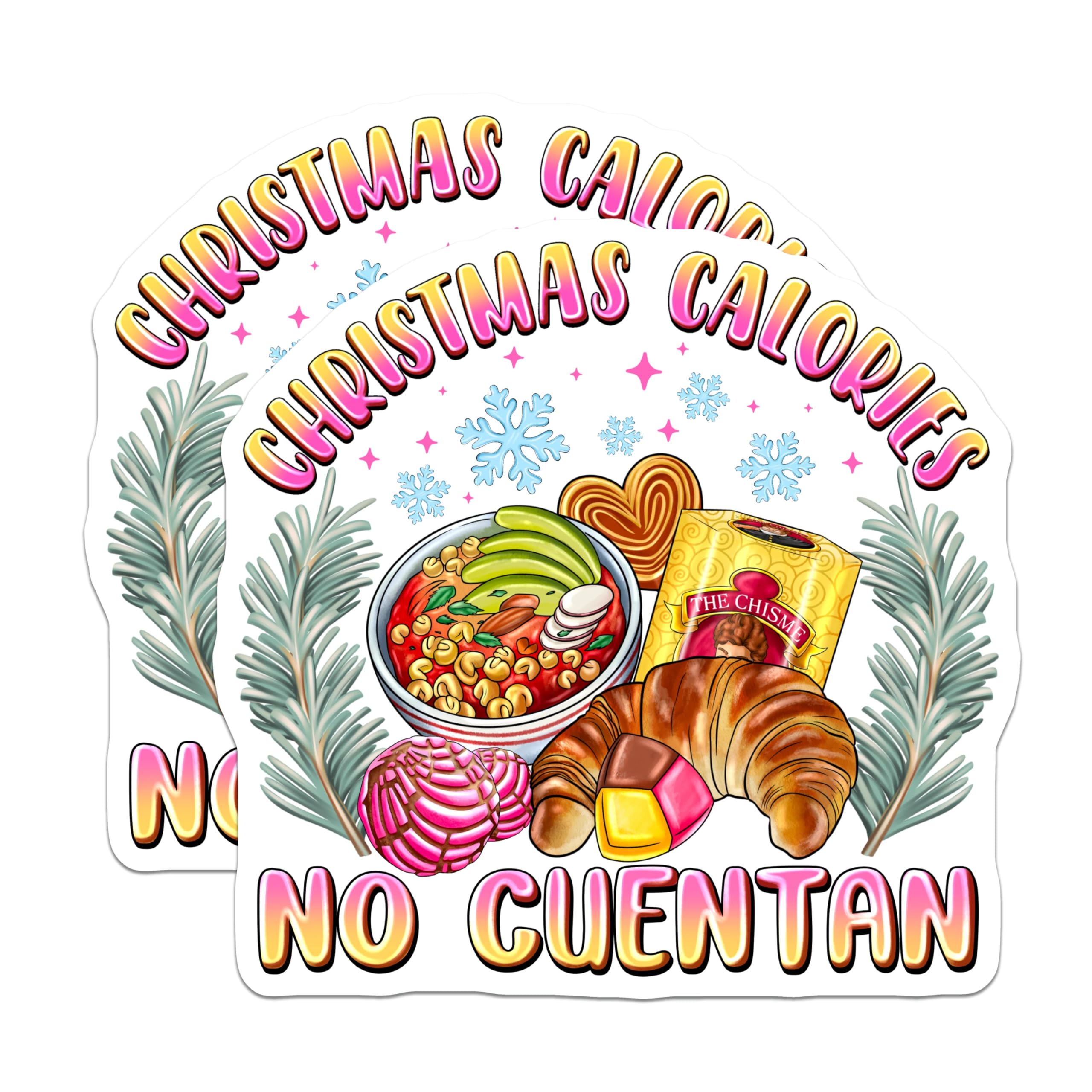 (2 Pack) Christmas Calories No Cuentan Magnets - Funny Holiday Fridge Decor - Latinx Foodie Humor Kitchen Item - 5 Inches On Longest Side - Thick Durable Magnet - Made in USA - MAG27900