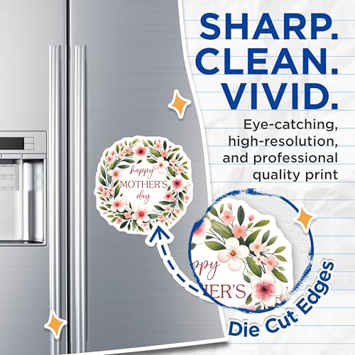 (2 Pack) Happy Mother's Day Magnets - Floral Mother's Day Decor - 5" On Longest Side - for Cars, Fridges, Toolboxes - Made in USA - MAG8191