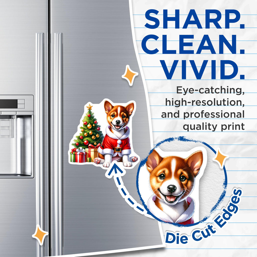 (2 Pack) Corgi Santa Dog Magnets - Christmas Holiday Decor - Festive Puppy Celebration - Winter Season Decoration - 5 Inches On Longest Side - Thick Durable Magnet - Made in USA - MAG23793