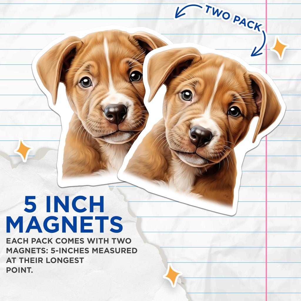 (2 Pack) Cute Puppy Magnets - Adorable Pet Lover Decor - Dog Mom Dad Fridge Locker Display - 5 Inches On Longest Side - Thick Durable Magnet - Made in USA - MAG29890