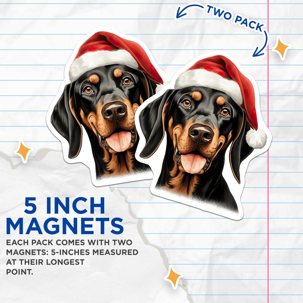 (2 Pack) Rottweiler Christmas Magnets - Santa Hat Dog Magnet - Festive Fridge Accent - Holiday Pet Owner Decor - 5 Inches On Longest Side - Thick Durable Magnet - Made in USA - MAG25192