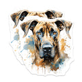 (2 Pack) Great Dane Magnets - Brindle Watercolor Dog Art - Pet Animal Lover Refrigerator Locker Display Magnet Set - 5 Inches On Longest Side - Thick Durable Magnet - Made in USA - MAG23911