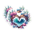 (2 Pack) Ocean Heart Magnets - Beach House Decor - Seashell Starfish Wave Art - Marine Accents - 5 Inches On Longest Side - Thick Durable Magnet - Made in USA - MAG19781
