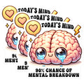 (3 Pack) Mental Breakdown Decals - Cute Brain Sticker - Funny Meme Sticker - 3 Inches On Longest Side - Easy Peel & Apply - Made in USA - 3MCS7016