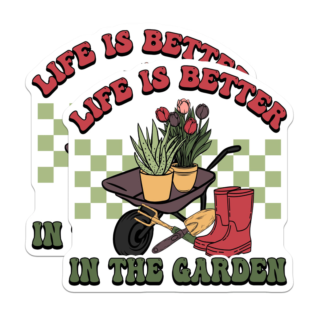 (2 Pack) Garden Stickers - Gardening Lover Sticker - Garden Tools Decal - 5" On Longest Side - Sticks to Smooth Flat Surfaces - Made in USA - BMCS18309