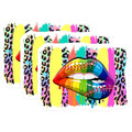 (3 Pack) Rainbow Lips Decals - Baseball Lips Decal - Leopard Print Decals - 3 Inches On Longest Side - Easy Peel & Apply - Made in USA - 3MCS7351