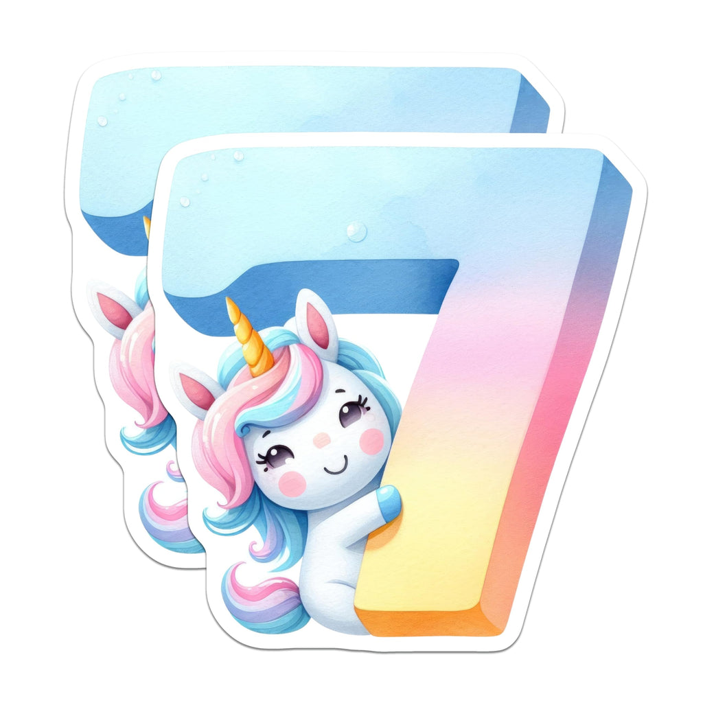 (2 Pack) Number 7 Unicorn Magnets - Cute Number Seven - Fridge Decor - 5" On Longest Side - Premium Magnet - for Cars, Refrigerators, Toolboxes, Lockers - Made in USA - MAG14223