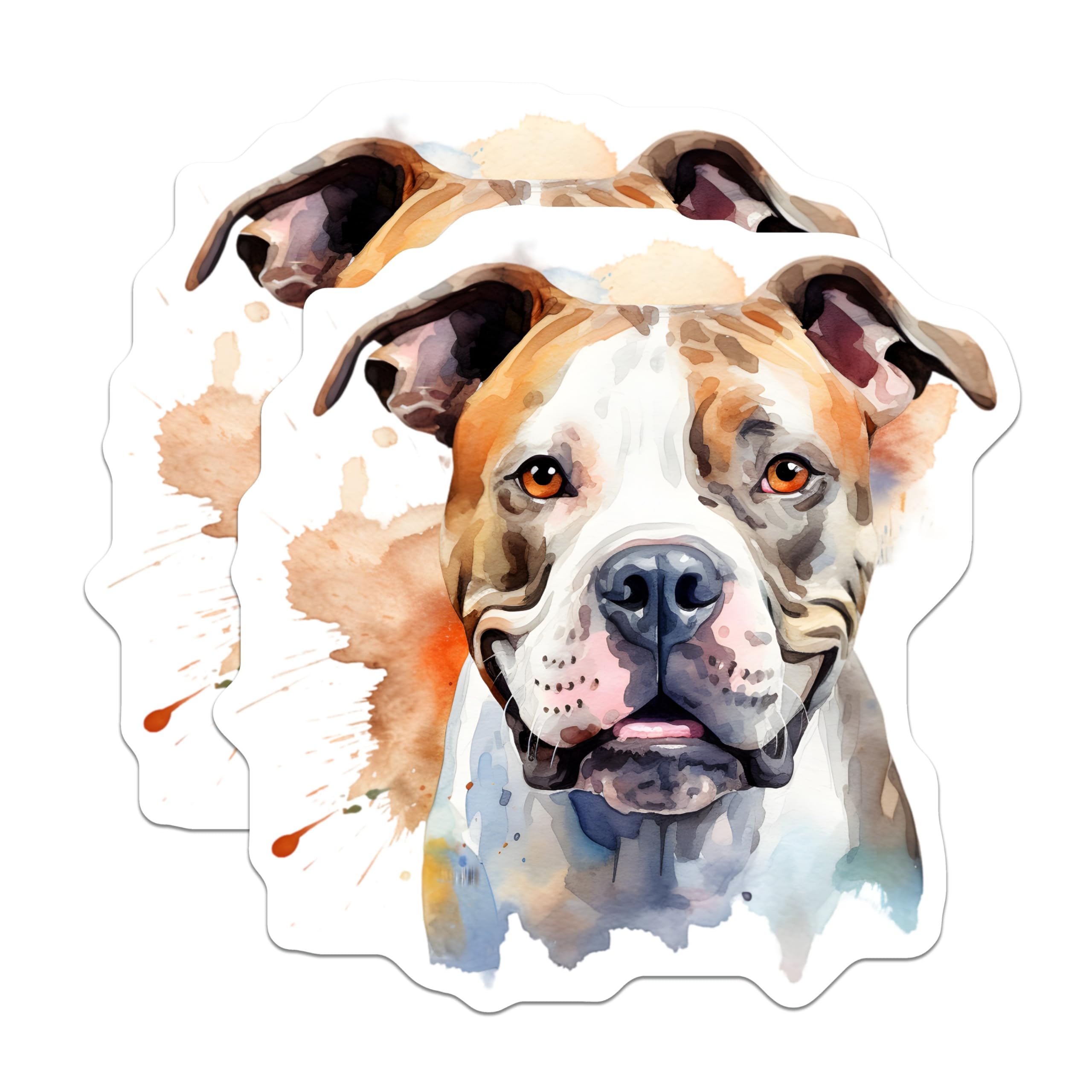 (2 Pack) American Bulldog Watercolor Magnets - Dog Lover Fridge Decor - Bully Breed Art Home - 5 Inches On Longest Side - Thick Durable Magnet - Made in USA - MAG27149
