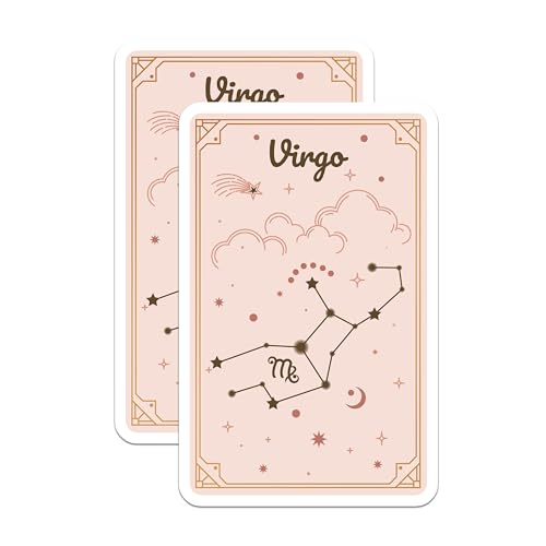 (2 Pack) Virgo Zodiac Stickers - Astrology Constellation - Celestial Star Sign - 5" On Longest Side - Sticks to Smooth Flat Surfaces - Made in USA - BMCS9443