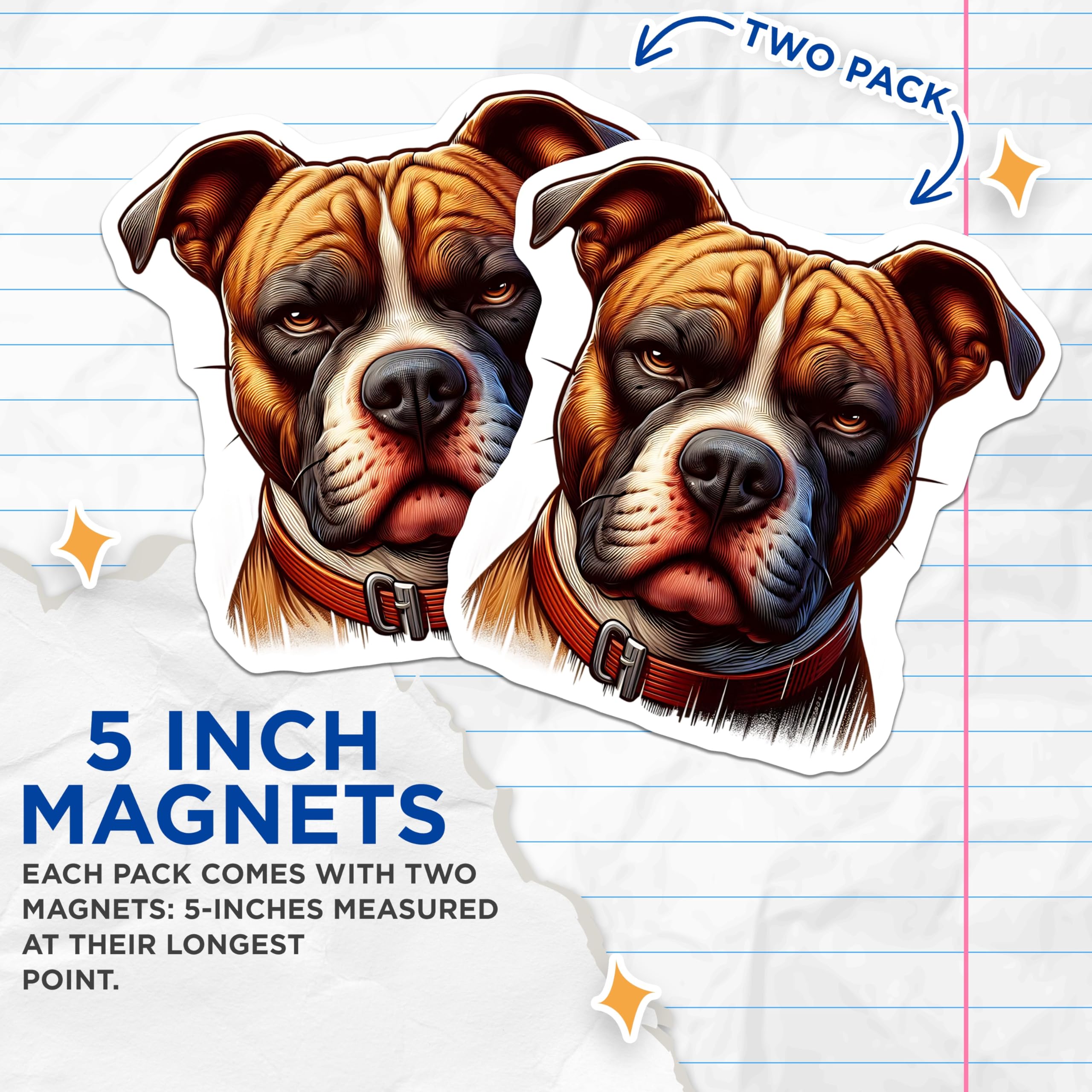 (2 Pack) Boxer Dog Magnets - Cute Pet Animal Magnets - Dog Lover Refrigerator Magnets - 5" On Longest Side - Premium Magnet - for Cars, Refrigerators, Toolboxes, Lockers - Made in USA - MAG14586