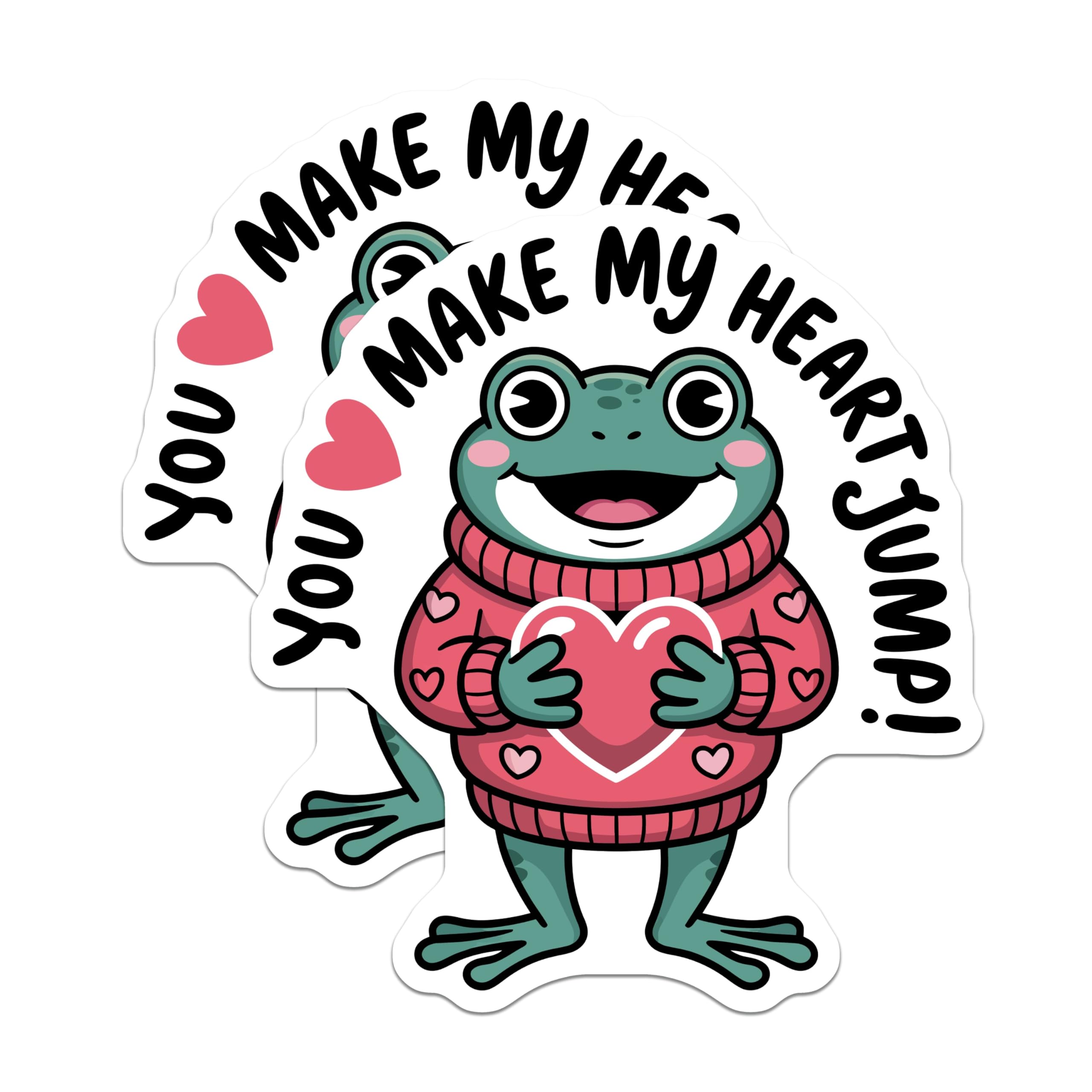 (2 Pack) You Make My Heart Jump Frog Magnets - Valentines Day Romantic Sweetheart Decor - Adorable Amphibian Love Expression - 5 Inches On Longest Side - Thick Durable Magnet - Made in USA - MAG20283