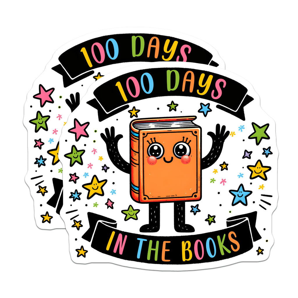 (2 Pack) 100 Days in The Books Magnets - Teacher Appreciation - School Milestone Decor - 5 Inches On Longest Side - Thick Durable Magnet - Made in USA - MAG39488