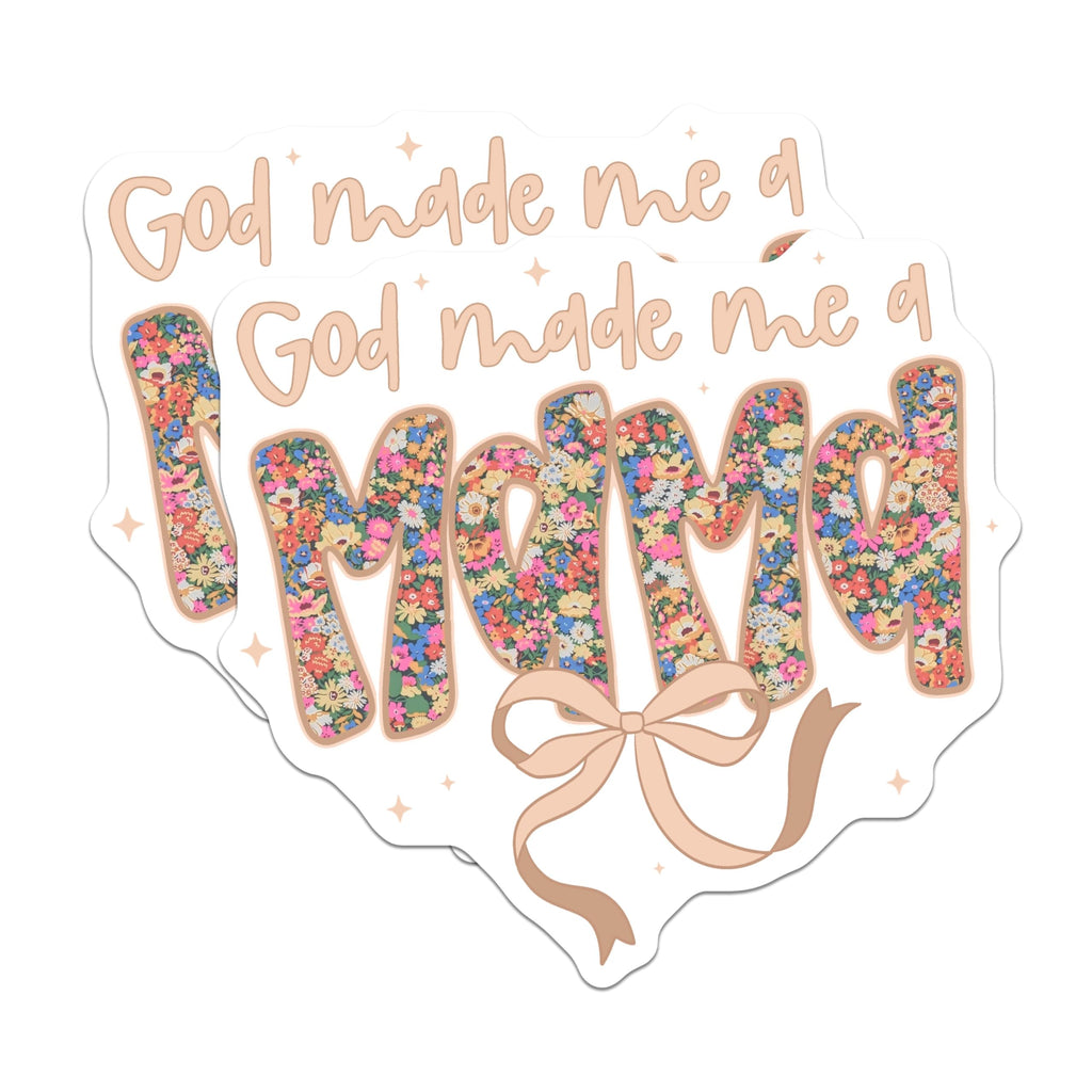 (2 Pack) God Made Me A Mom Magnets - Floral New Mom Refrigerator - Christian Motherhood Decor - 5 Inches On Longest Side - Thick Durable Magnet - Made in USA - MAG26828