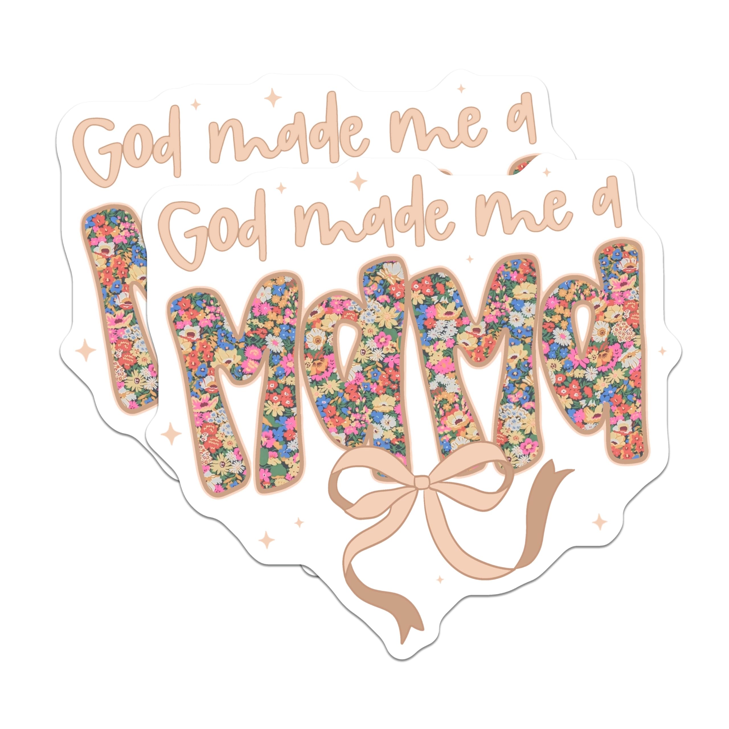 (2 Pack) God Made Me A Mom Magnets - Floral New Mom Refrigerator - Christian Motherhood Decor - 5 Inches On Longest Side - Thick Durable Magnet - Made in USA - MAG26828