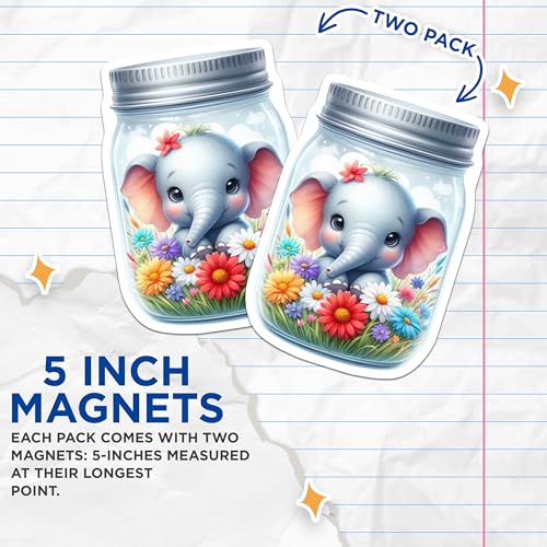 (2 Pack) Child's Room Decor Magnet - 5" On Longest Side - Sticks to Smooth Flat Surfaces - Made in USA - MAG9352