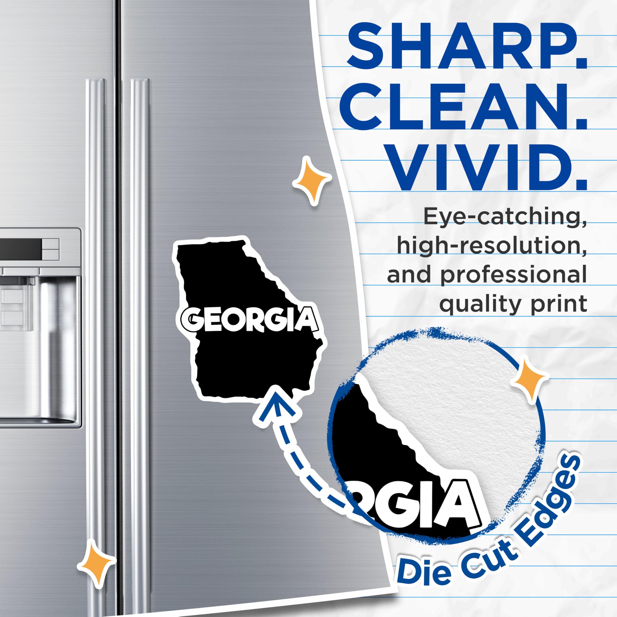 (2 Pack) Georgia State Magnets - Black and White GA Outline - Fridge Magnets Souvenir - 5" On Longest Side - Premium Magnet - for Cars, Refrigerators, Toolboxes, Lockers - Made in USA - MAG17464