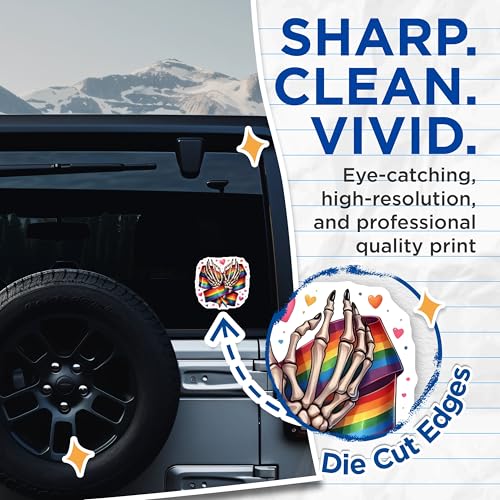 (2 Pack) Skeleton Hands Rainbow Stickers - Pride Stickers - Love Stickers - 5" On Longest Side - Sticks to Smooth Flat Surfaces - Made in USA - BMCS6712