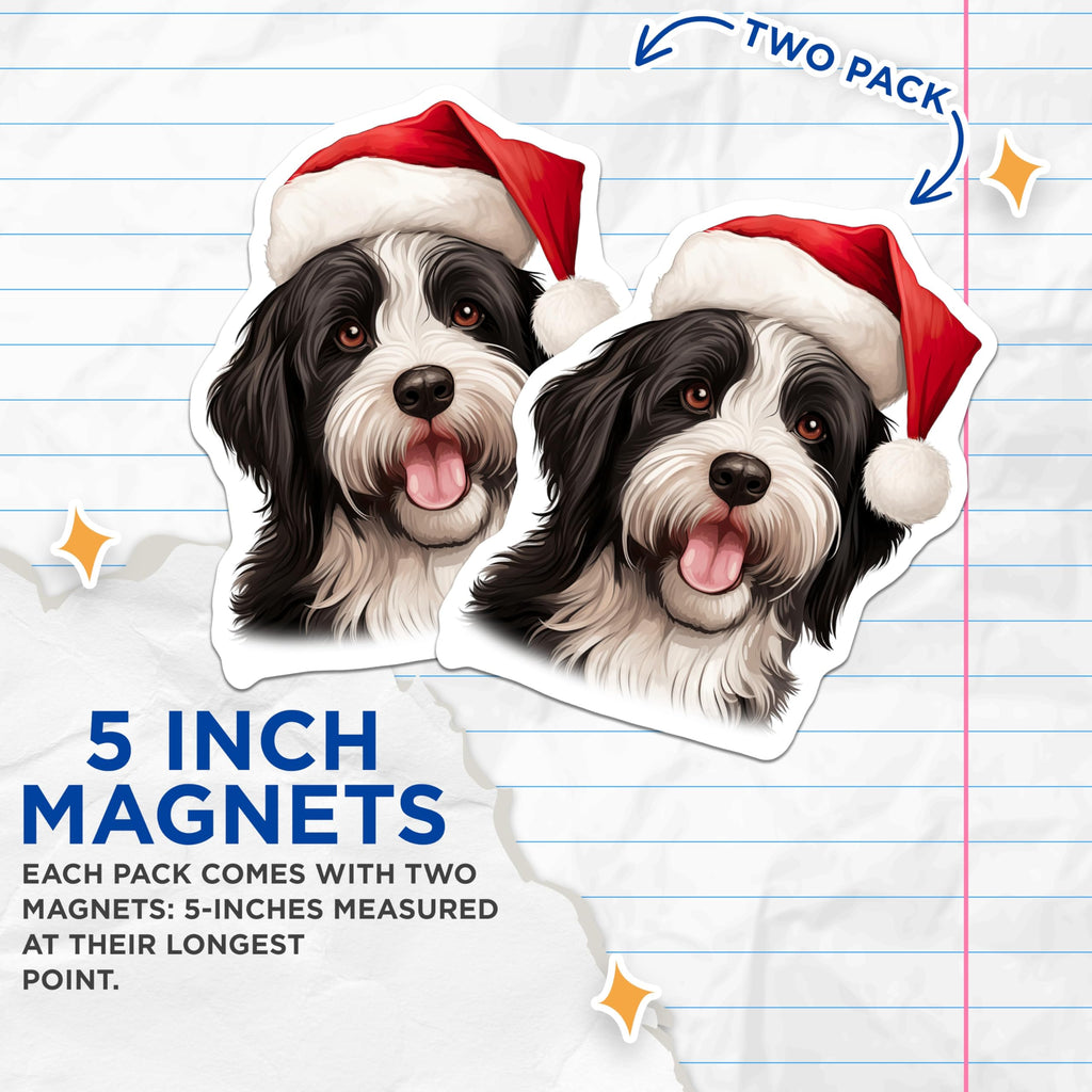 (2 Pack) Christmas Dog Magnets - Santa Hat Bernedoodle Magnets - Holiday Refrigerator Decor - 5 Inches On Longest Side - Thick Durable Magnet - Made in USA - MAG30720