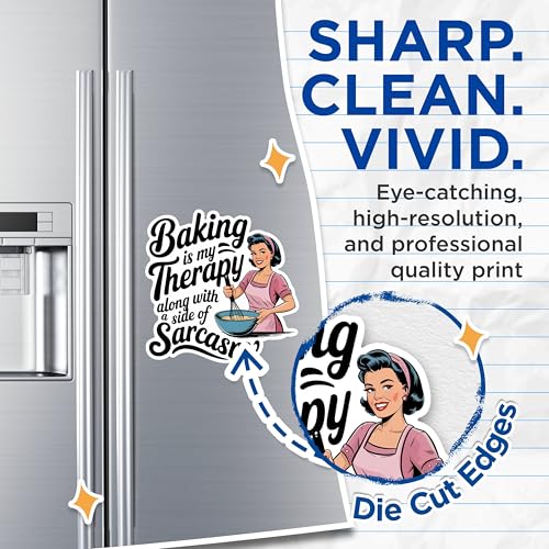 (2 Pack) Baking is My Therapy Magnets - Fun Kitchen Decor Magnets - Retro Baking Magnets for Bakers- 5" On Longest Side - for Fridges, Toolboxes, Cars - Made in USA - MAG2943