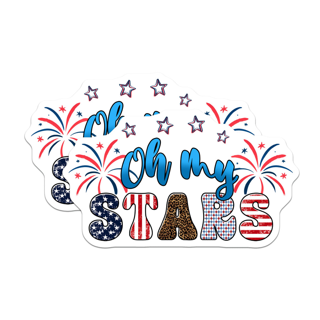 (2 Pack) Oh My Stars Magnets - Fourth of July Decor Accessories - Patriotic Americana Kitchen Office Decor - 5 Inches On Longest Side - Thick Durable Magnet - Made in USA - MAG36117