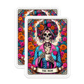 (2 Pack) Sugar Skull Mom Magnets - Day of the Dead Kitchen Decor - Coffee Lover Present for Her - 5 Inches On Longest Side - Thick Durable Magnet - Made in USA - MAG30038