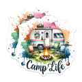 (2 Pack) Camp Life Stickers - Camping Adventure - Outdoor Travel - 5" On Longest Side - Sticks to Smooth Flat Surfaces - Made in USA - BMCS7089