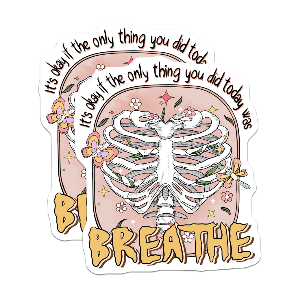 (2 Pack) Mental Health Magnets - Self Care Reminder - Just Breathe Art - Inspirational Wellness Decor - Positive Affirmation Magnets - 5" - Durable Magnet - Made in USA - MAG38094