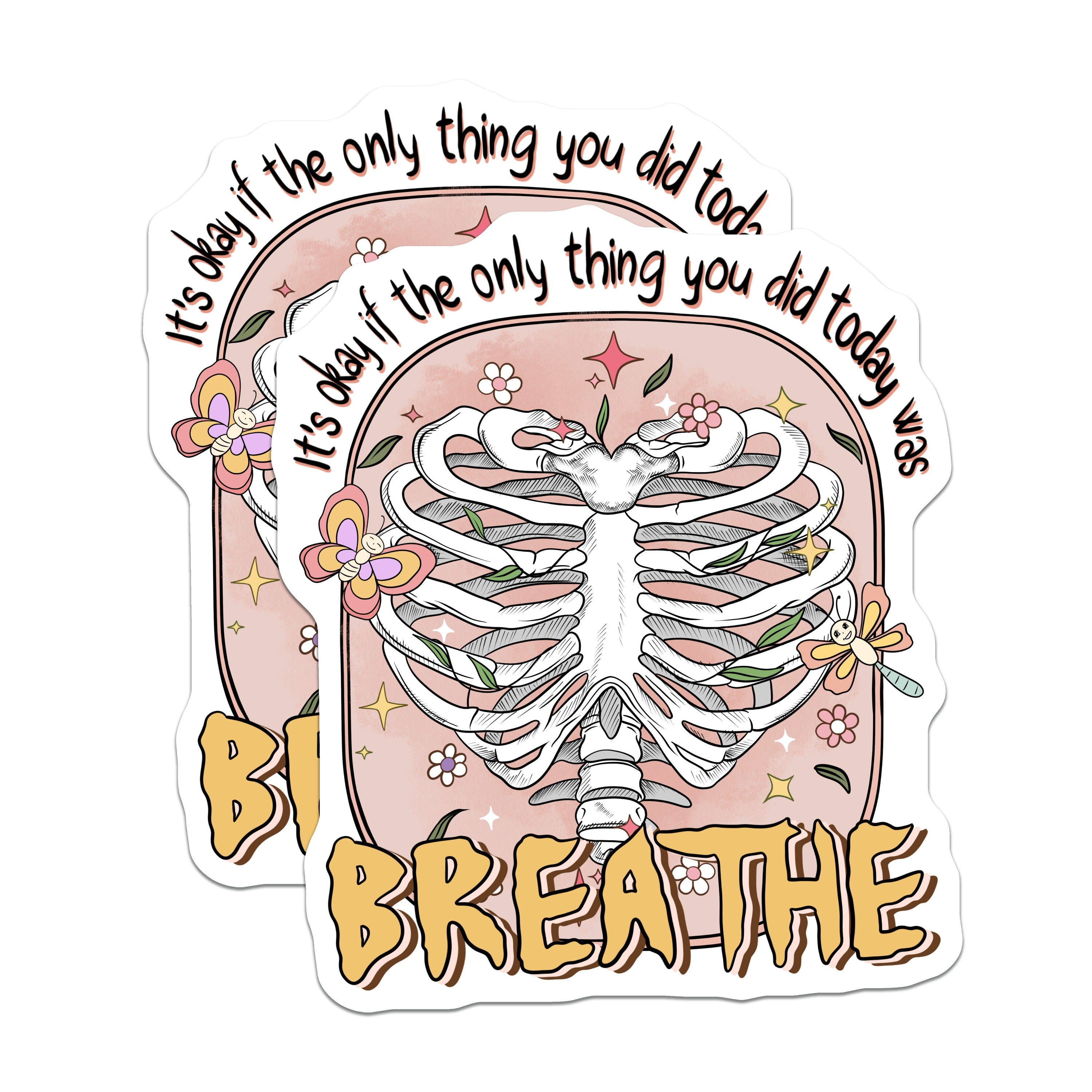 (2 Pack) Mental Health Magnets - Self Care Reminder - Just Breathe Art - Inspirational Wellness Decor - Positive Affirmation Magnets - 5" - Durable Magnet - Made in USA - MAG38094