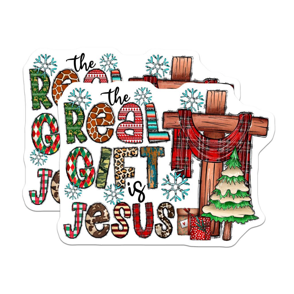 (2 Pack) Christian Christmas Magnets - The Real is Jesus Faith Decor - Religious Refrigerator Magnets - 5 Inches On Longest Side - Thick Durable Magnet - Made in USA - MAG25684