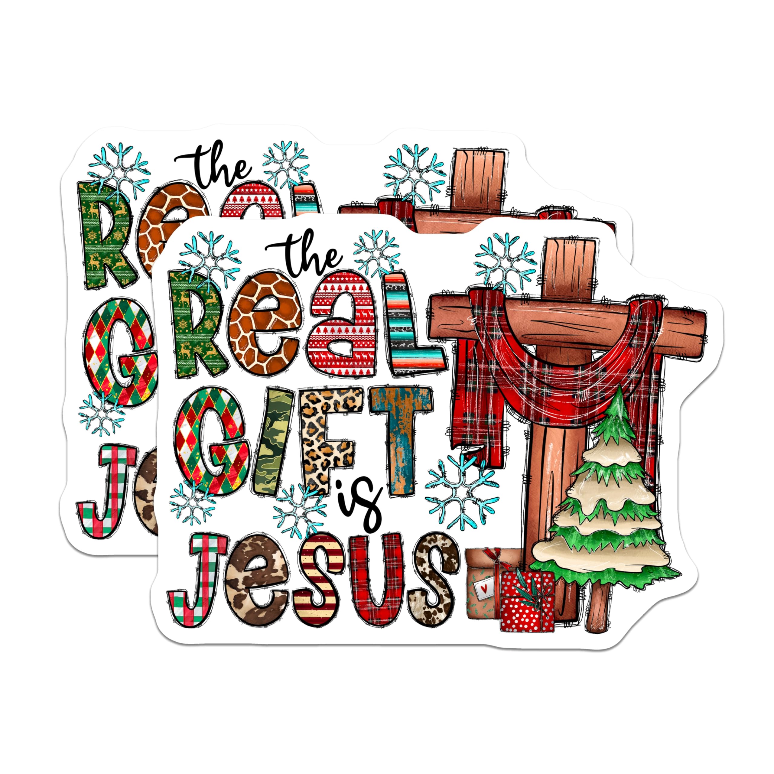 (2 Pack) Christian Christmas Magnets - The Real is Jesus Faith Decor - Religious Refrigerator Magnets - 5 Inches On Longest Side - Thick Durable Magnet - Made in USA - MAG25684