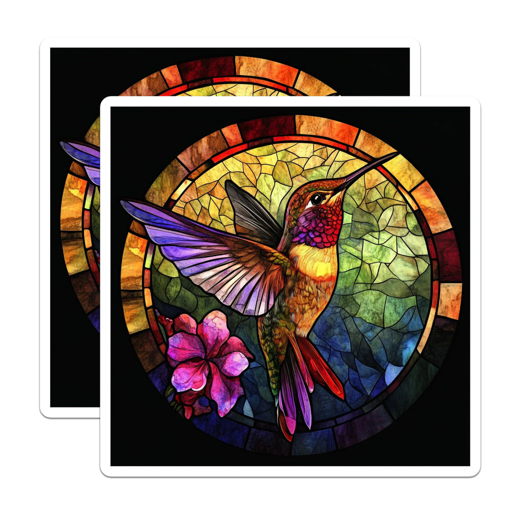 (2 Pack) Stained Glass Hummingbird Magnets - Vibrant Bird Decor - Nature Art Collectibles - 5 Inches On Longest Side - Thick Durable Magnet - Made in USA - MAG24907