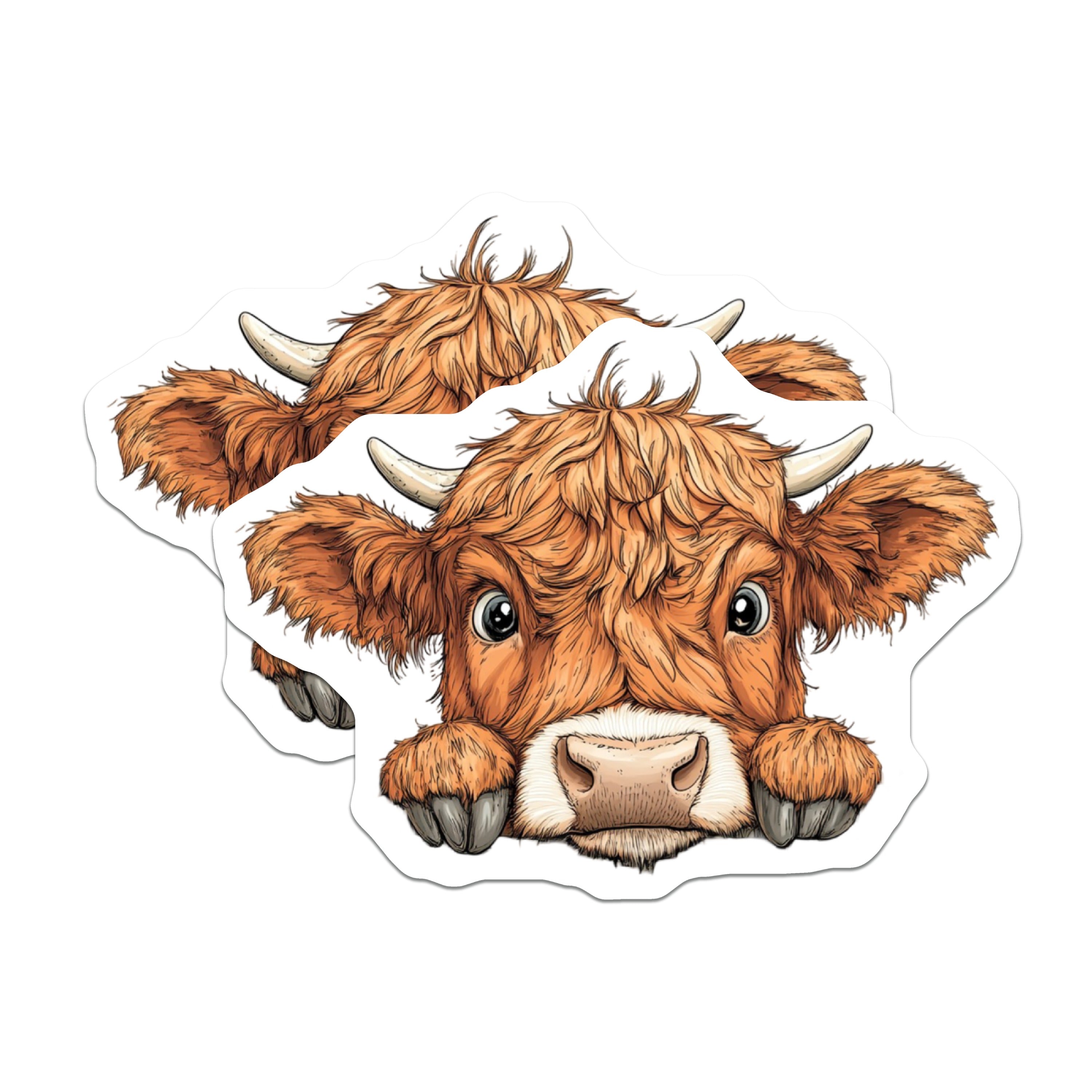 (2 Pack) Highland Cow Magnets - Cute Farm Animal Fridge Decor - Rustic Kitchen Accessory - Animal Lover Locker Art - 5 Inches On Longest Side - Thick Durable Magnet - Made in USA - MAG39063