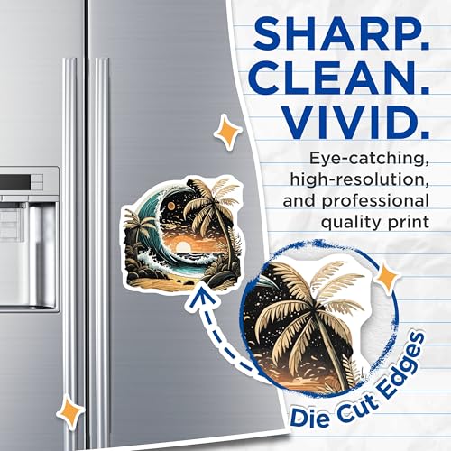 (2 Pack) Beach Sunset Wave Magnets Magnets - 5" On Longest Side - Made in USA - Sticks to Refrigerators & Metal Surfaces - MAG9258