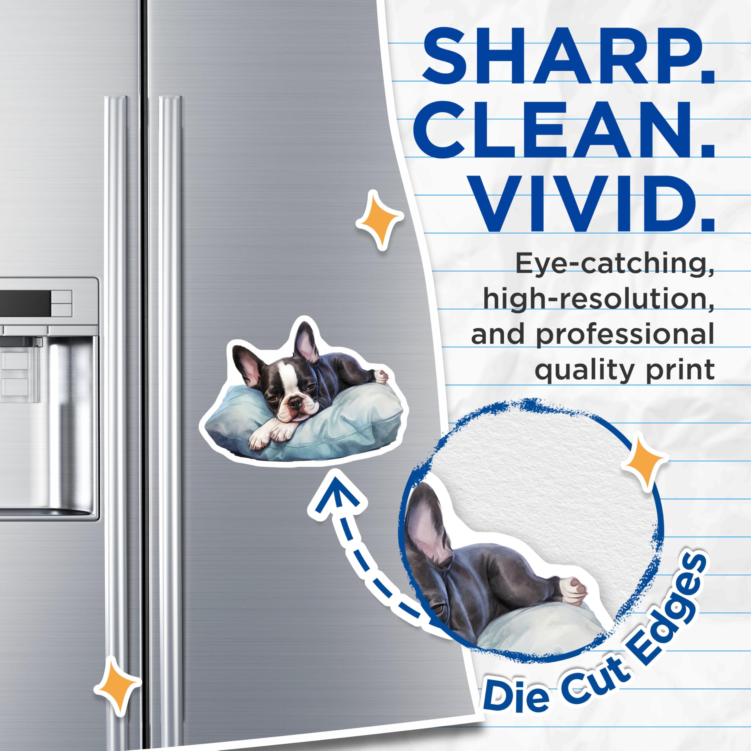 (2 Pack) Boston Terrier Magnets - Sleeping Dog - Home Decor Animal Fridge Magnets - 5" On Longest Side - Premium Magnet - for Cars, Refrigerators, Toolboxes, Lockers - Made in USA - MAG16958