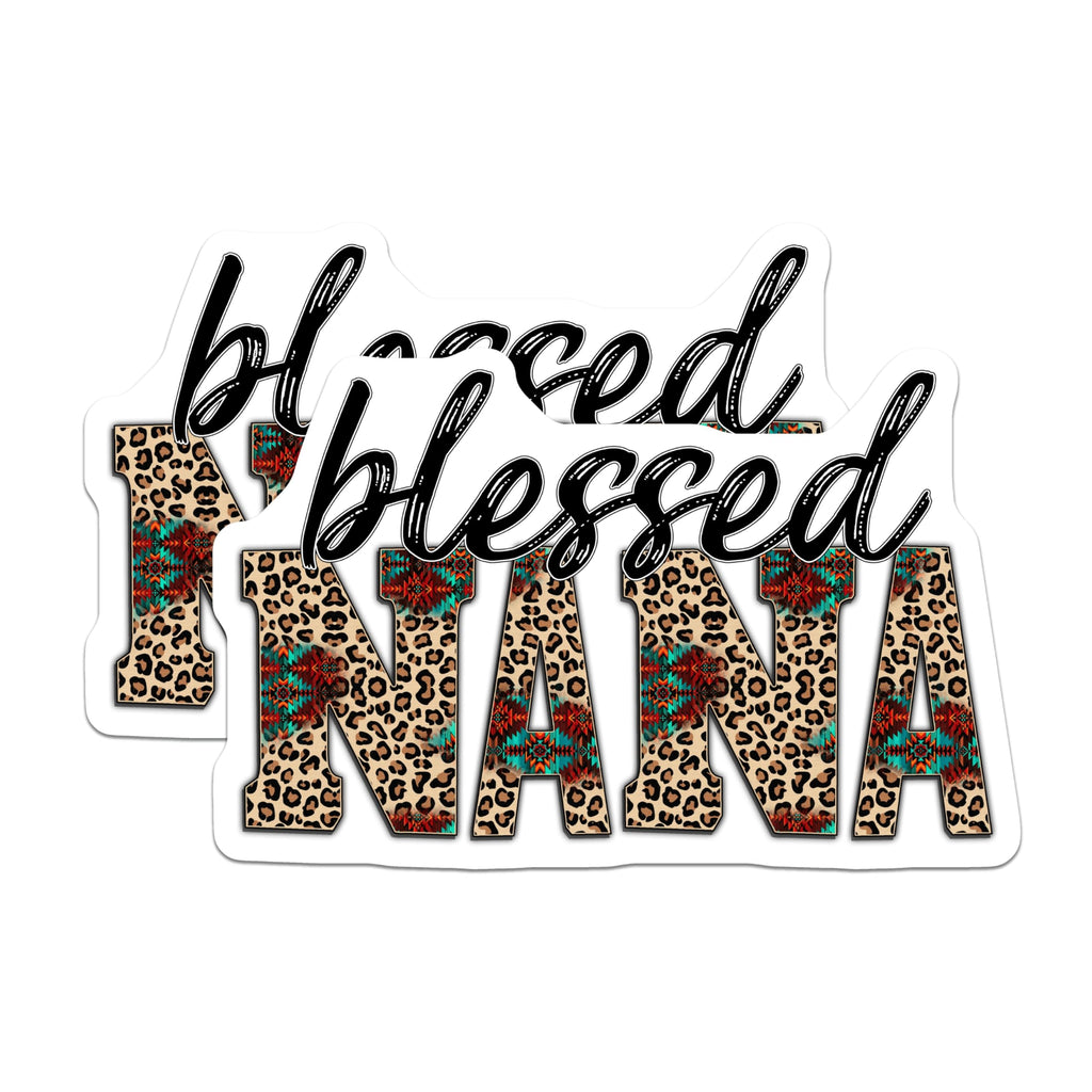 (2 Pack) Blessed Nana Magnets - Leopard Print Southwestern - Grandma Western Decor - 5 Inches On Longest Side - Thick Durable Magnet - Made in USA - MAG28418