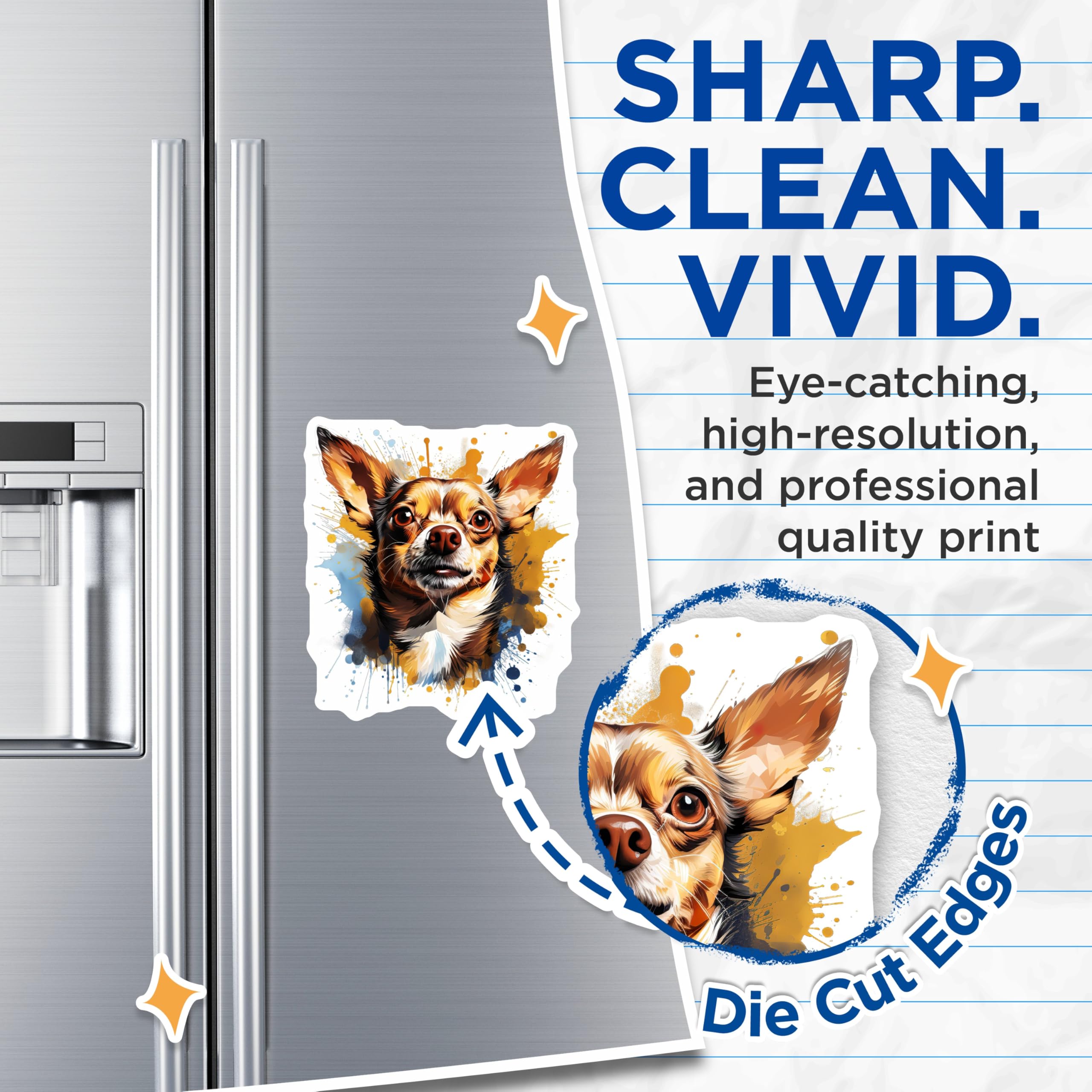 (2 Pack) Chihuahua Magnets - Watercolor Dog Art - Pet Owner Fridge Decor - 5 Inches On Longest Side - Thick Durable Magnet - Made in USA - MAG26181