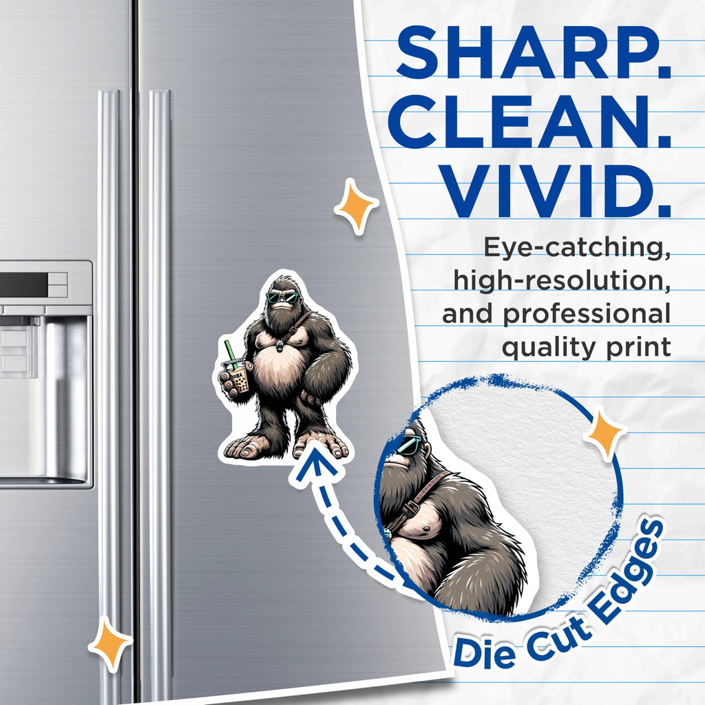 (2 Pack) Bigfoot Boba Tea Magnets - Sasquatch Bubble Tea - Cryptozoology Refrigerator Decor - Funny Mythical Creature Art - 5 Inches On Longest Side - Thick Durable Magnet - Made in USA - MAG23215